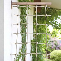Treillis filet en bois et corde pour plante grimpante et décoration murale - Douglas et chanvre synthétique L.90 x H.150cm